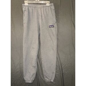 Patagonia Fleece Pants Mens Small Gray Big Logo  Vintage Unisex Sweatpants